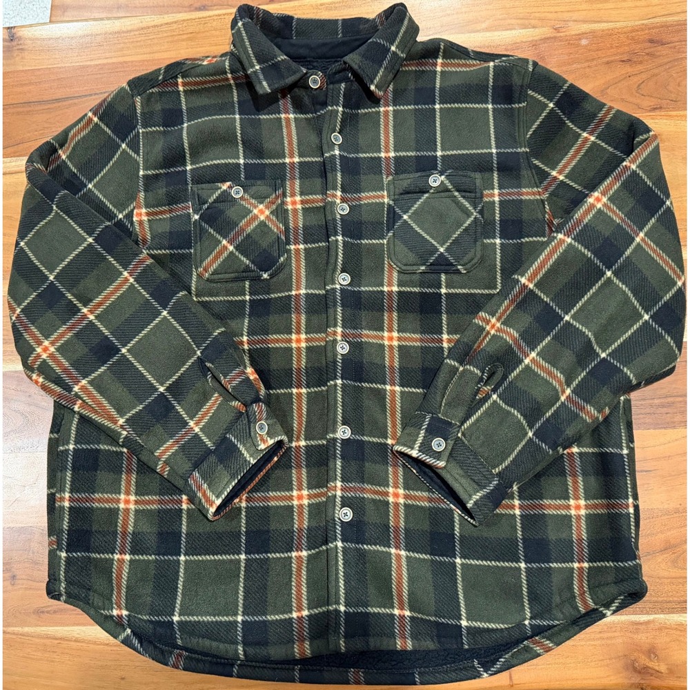 Weatherproof Mens Green Plaid Fleece Sherpa Lined Shirt Jacket XXL